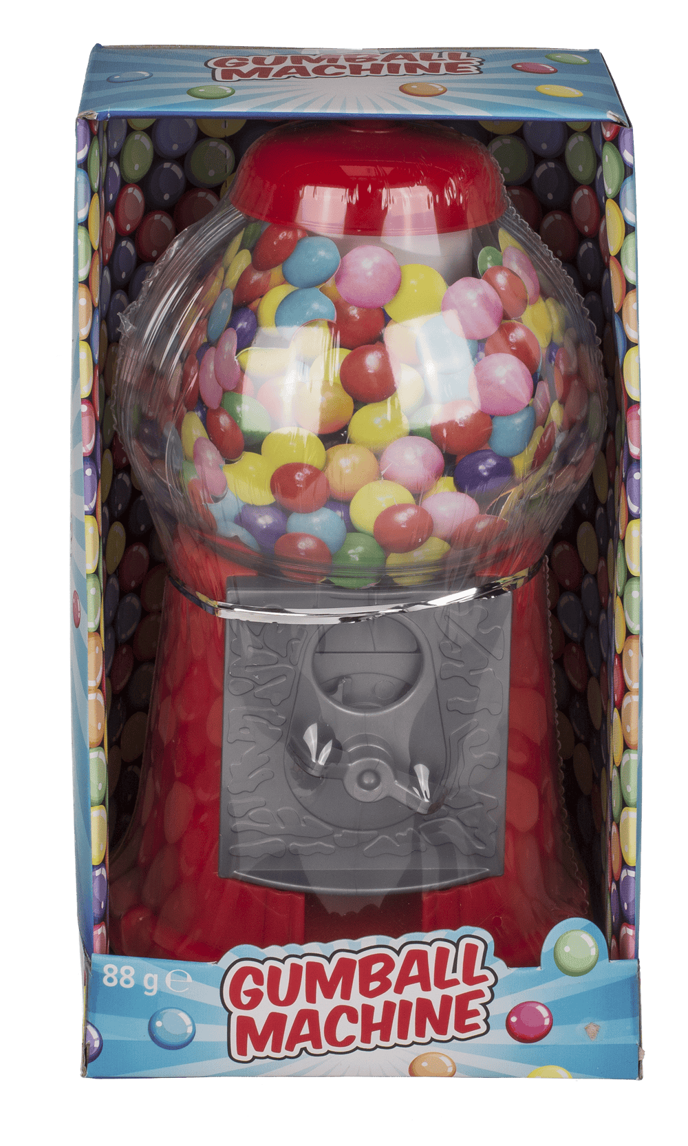 Red gumball machine, with ca. 90 g chewing gums,