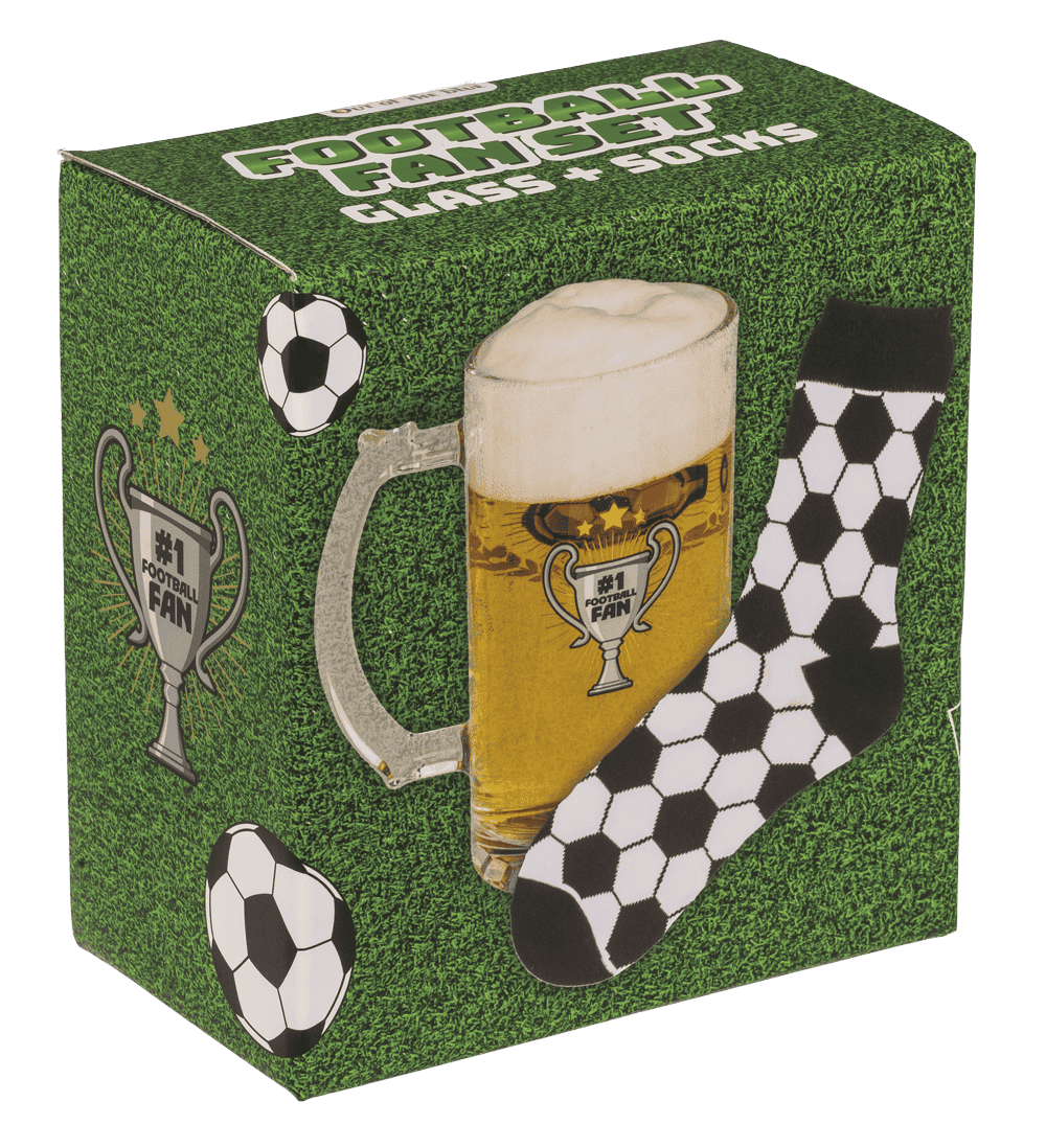 Gift-Set, Football, beer glass + socks,