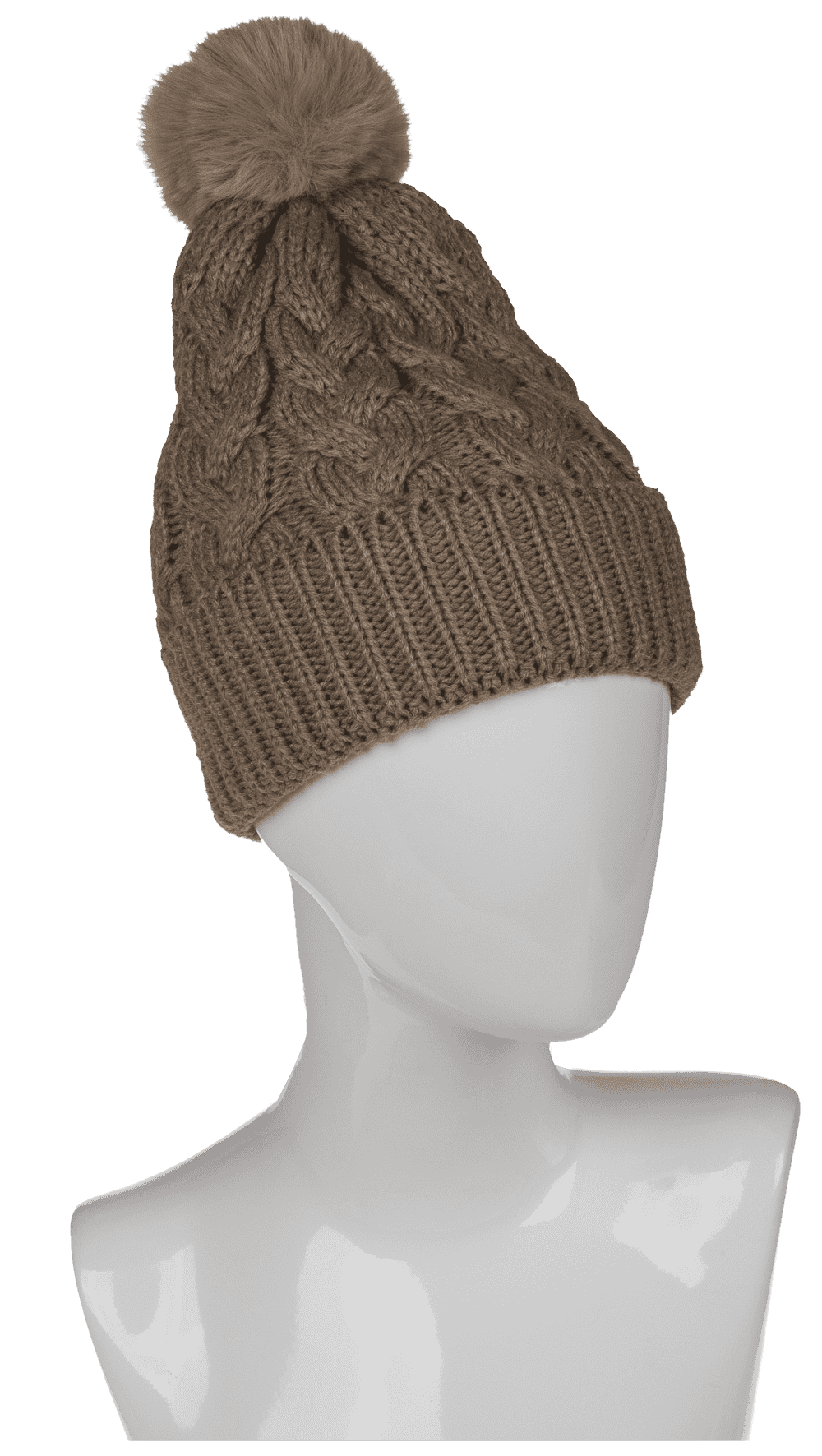 Comfort cap with artificial fur, Cable Stitch,