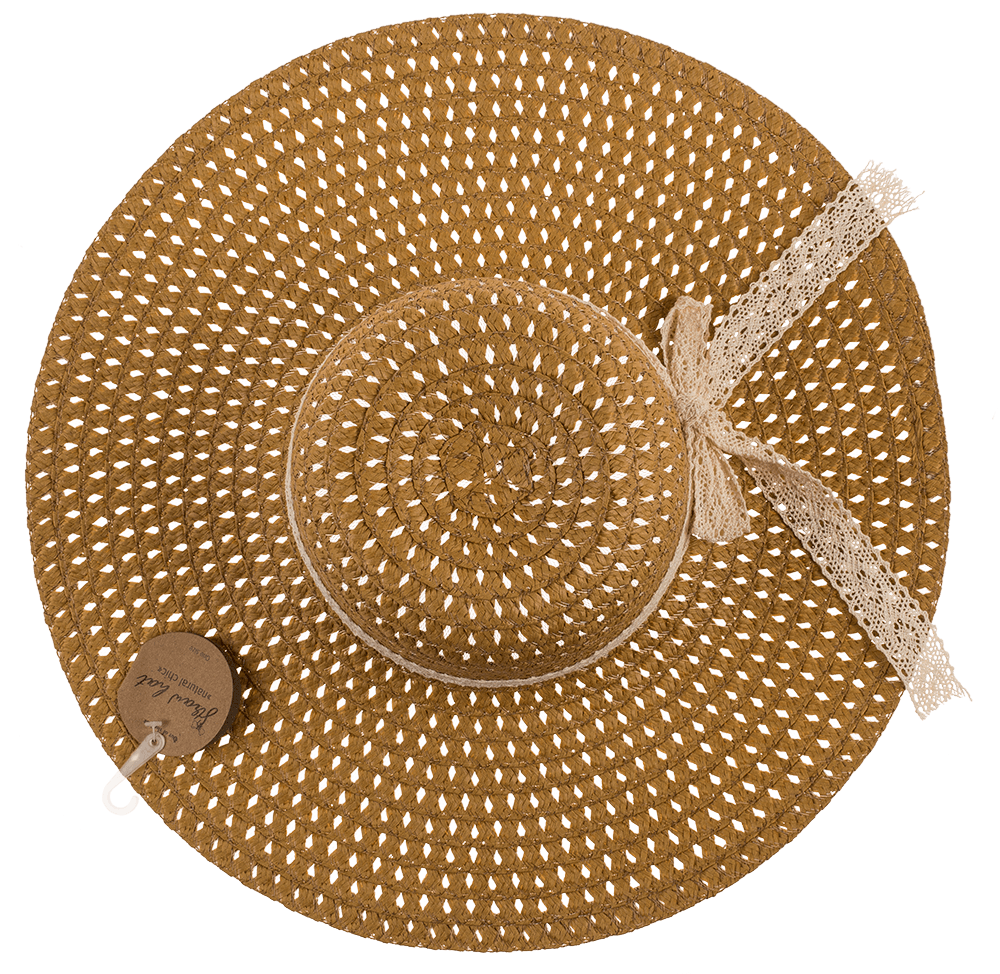 Straw Hat, Natural Chic, with ribbon,