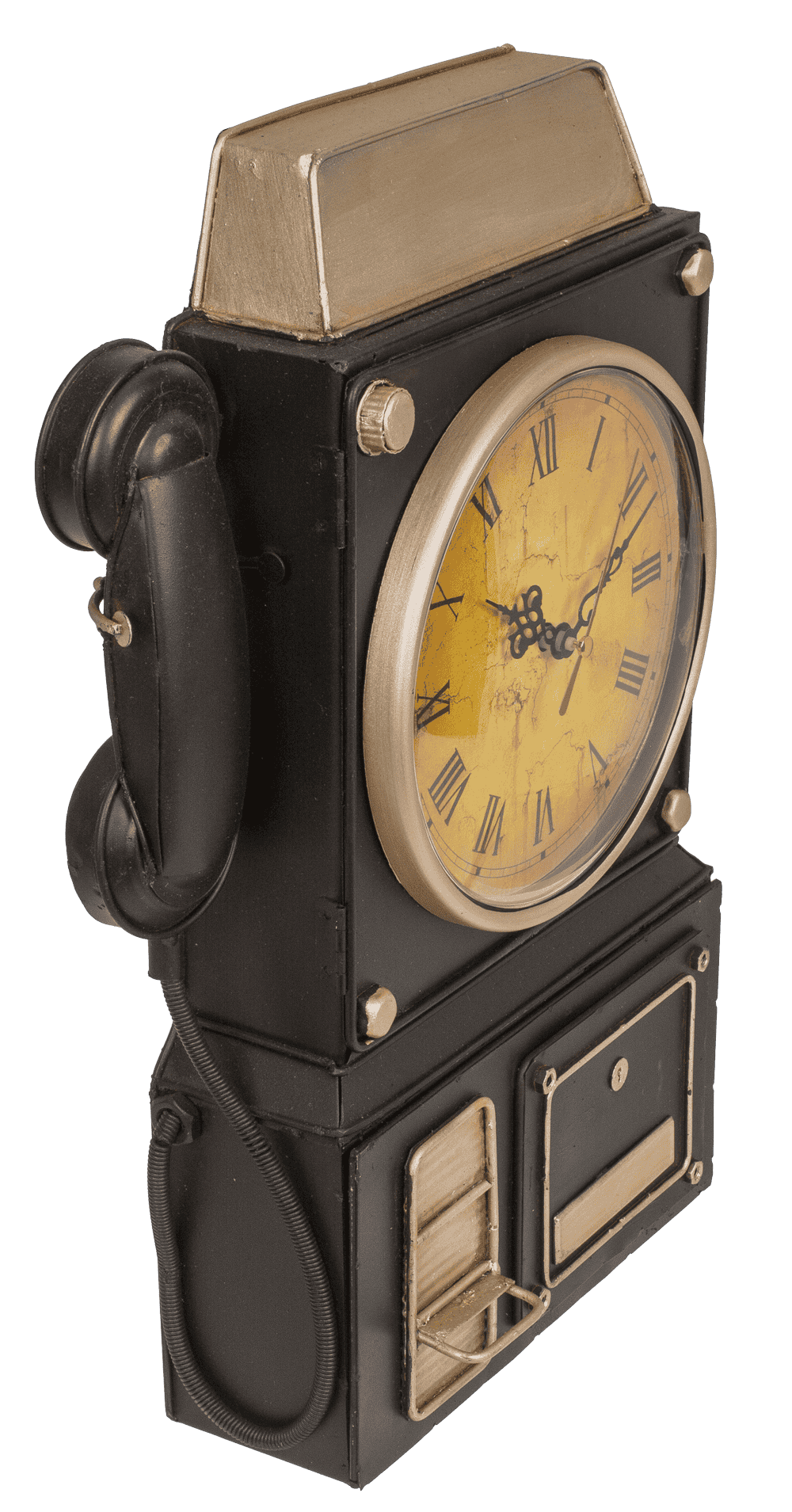 Metal key box, telephone,