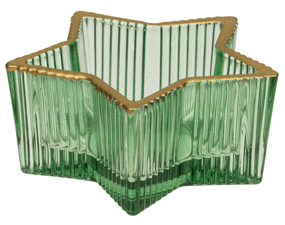Glass tealight holder, star, 2 colours assorted,