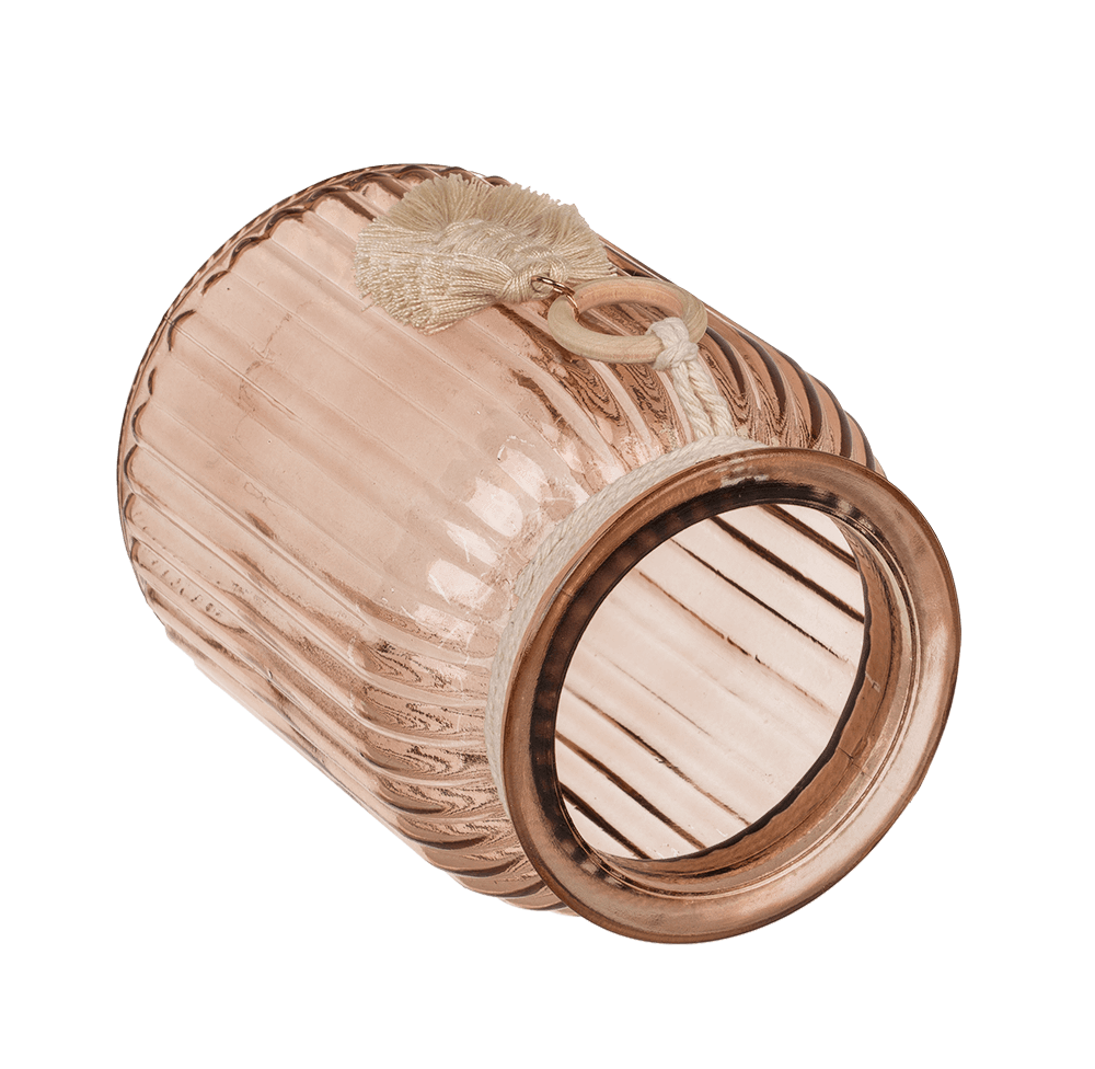 Ribbed glass vase, Boho Style,