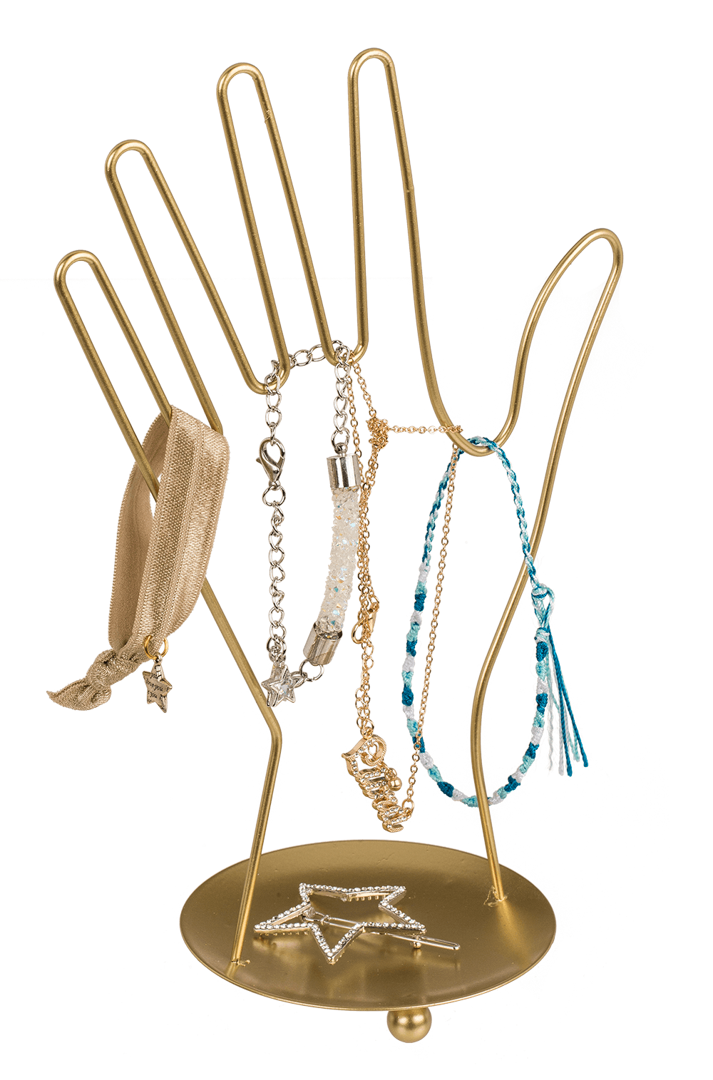 Golden metal jewellery holder, Hand, ca. 16 x 10