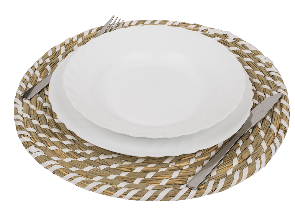 Round thatch place mat, D: ca. 32 cm,
