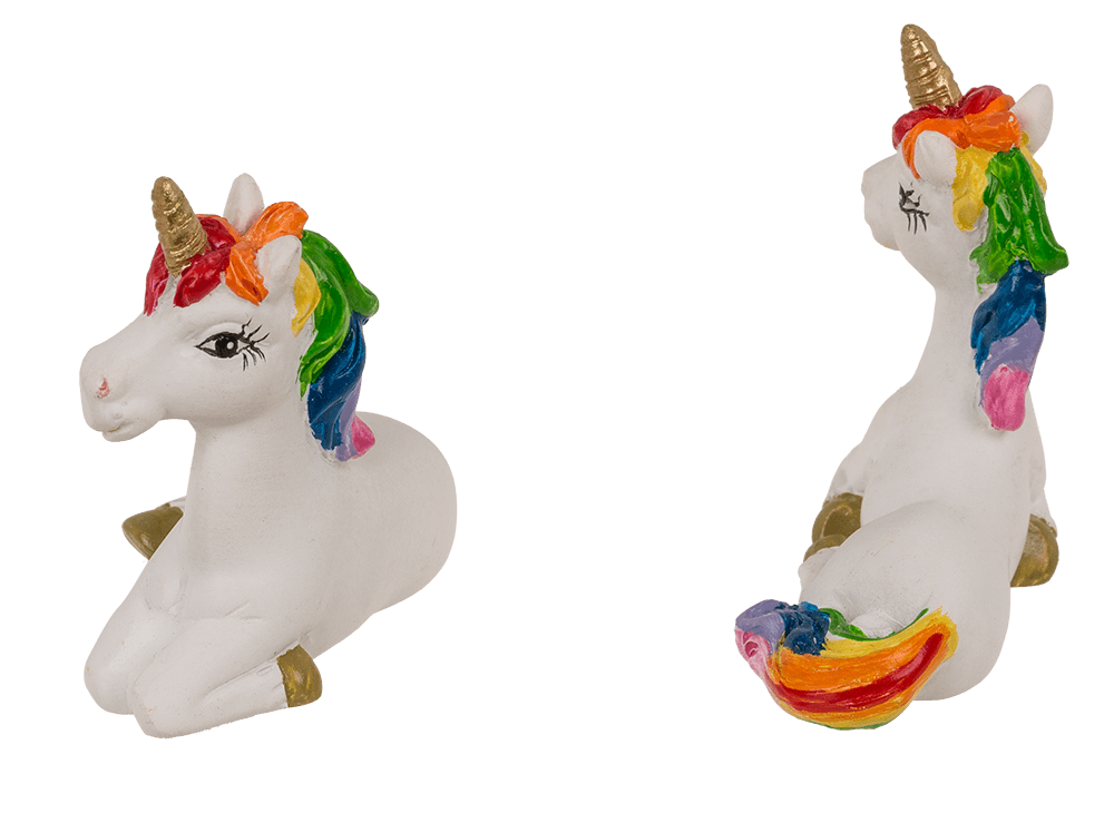 Unicorn, in rainbow paper bag,