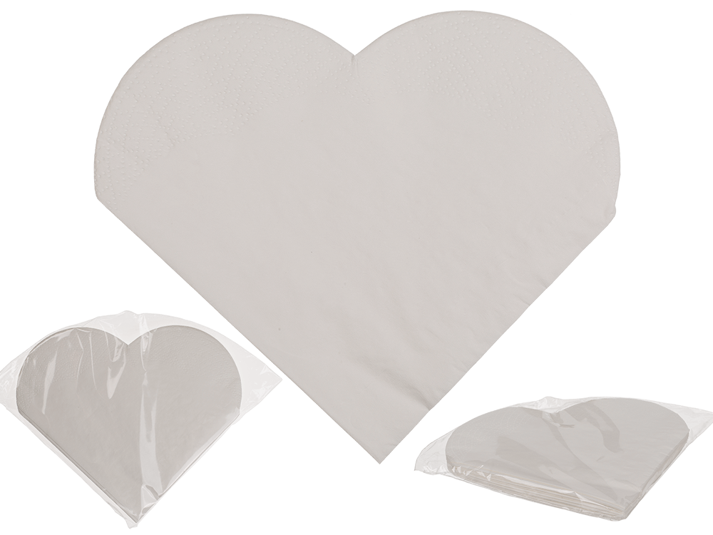 Serviettes en papier blanc en forme de coeur,