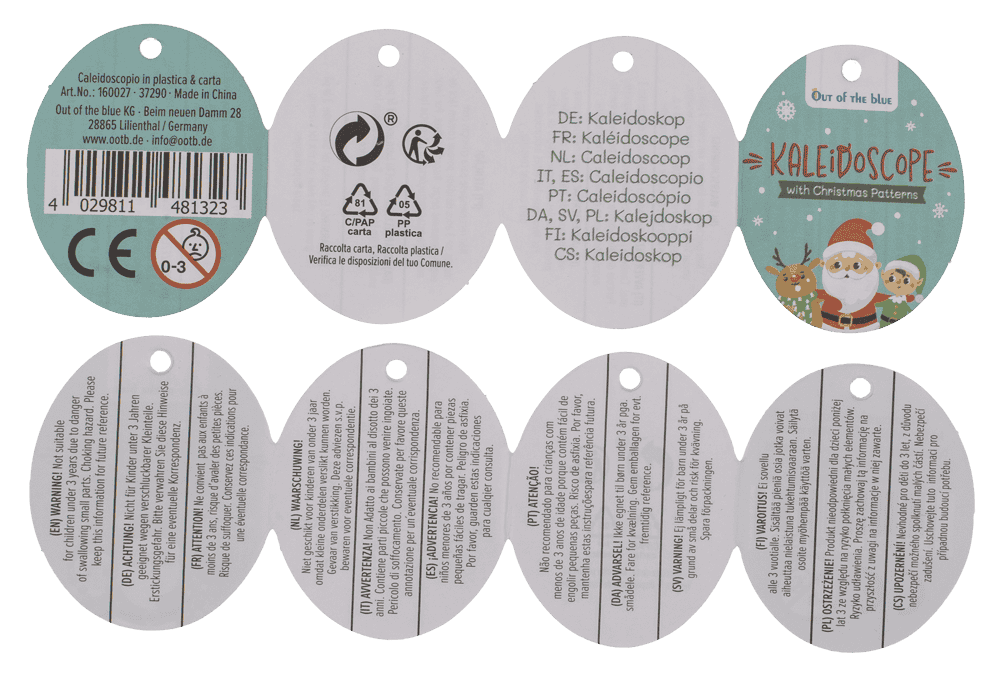 Christmas kaleidoscope, 13 x 4 cm, 4 assorted,