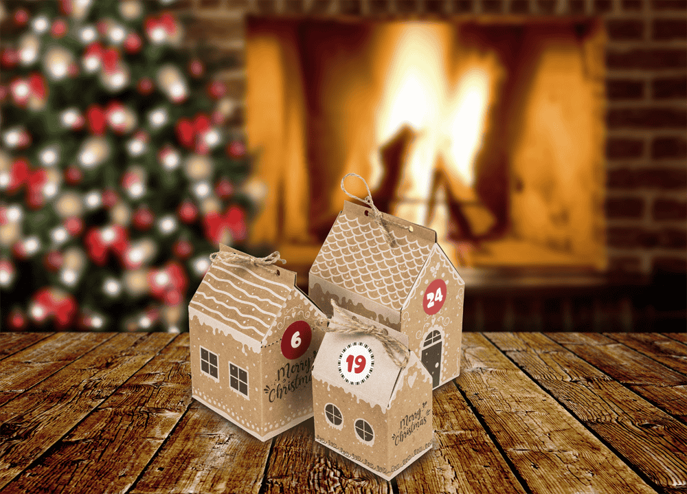 DIY Advent calendar, cardboard, 8 small and