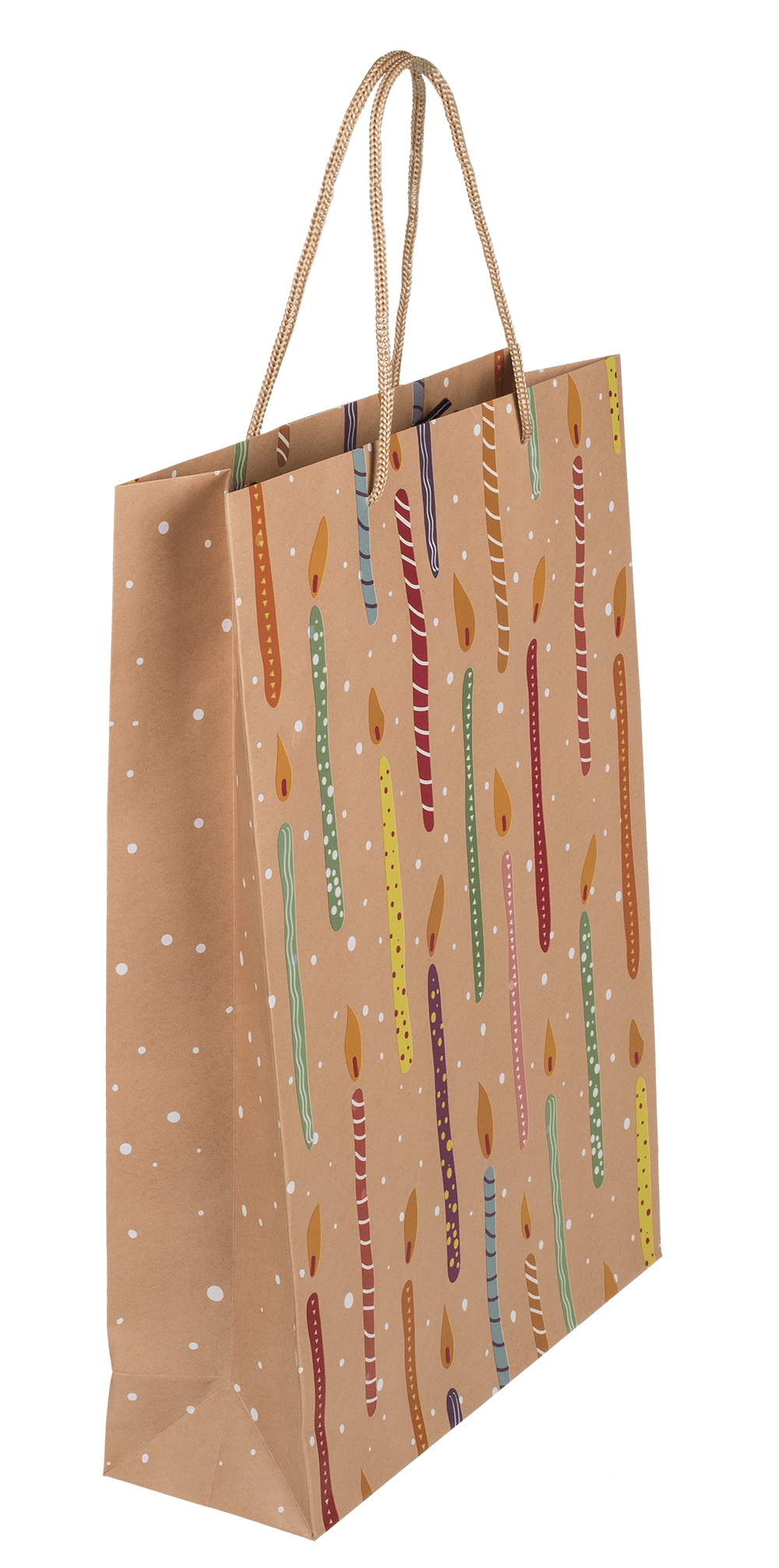 Paper gift bag, ballooons & candles,