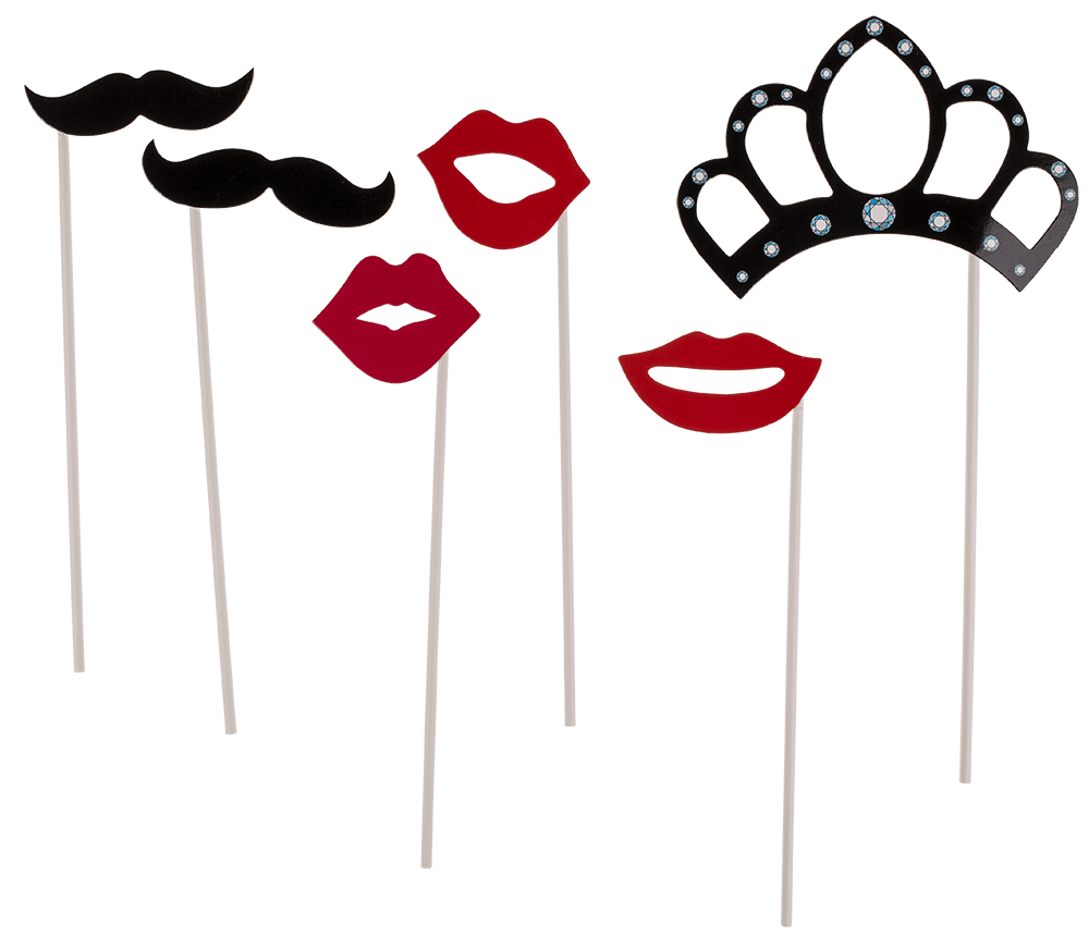 Party photo accessories on stick (Moustache,