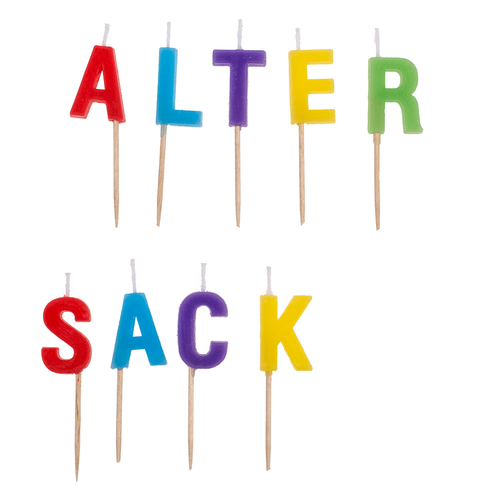Birthday candle "Alter Sack"/"Alte Schachtel",