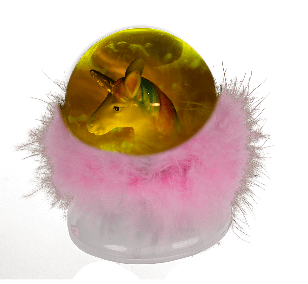 Polyresin glitter globe, Unicorn,