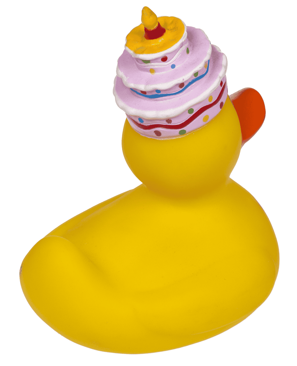 Yellow squeaking duck, Happy Birthday,