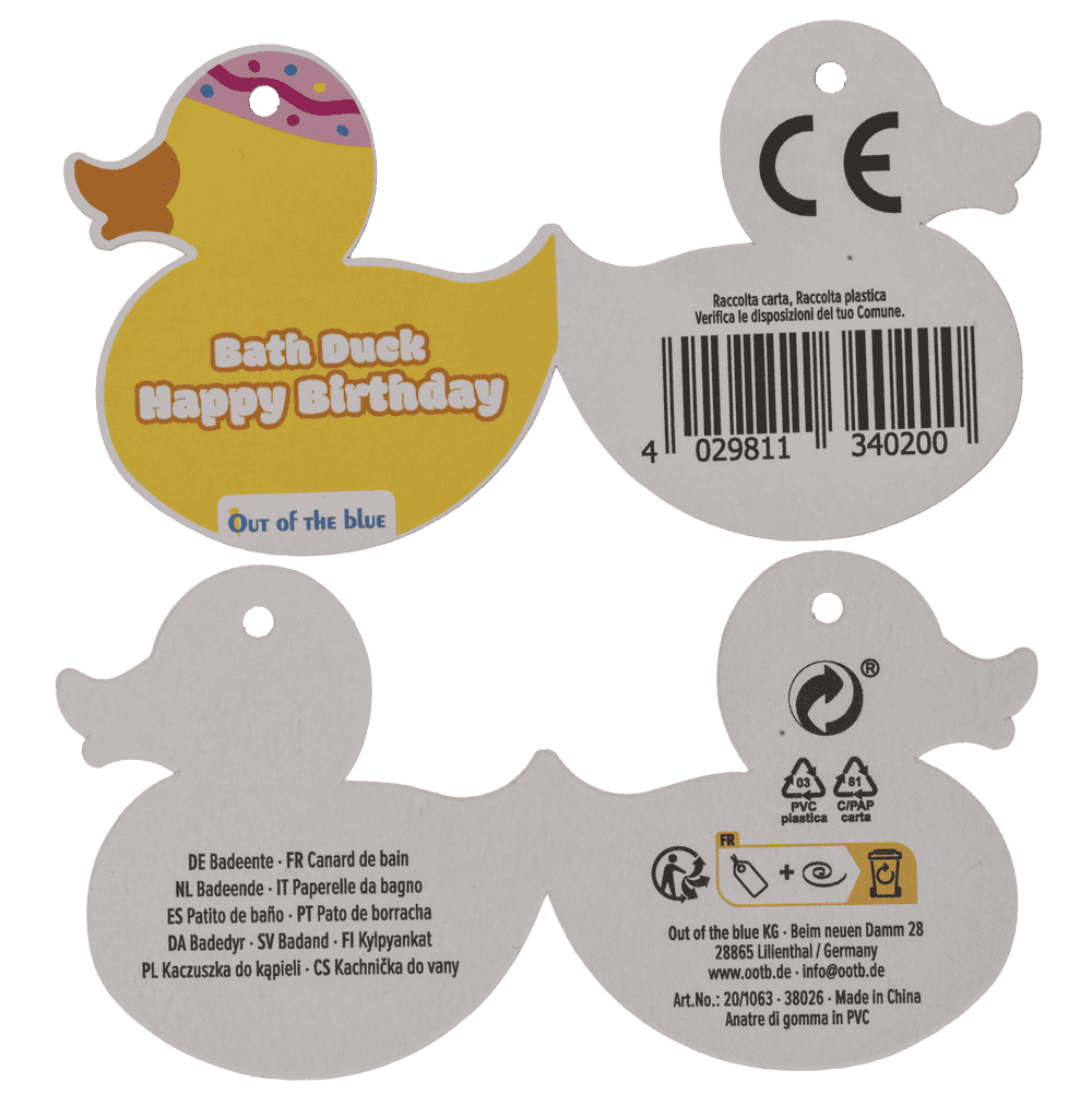 Yellow squeaking duck, Happy Birthday,