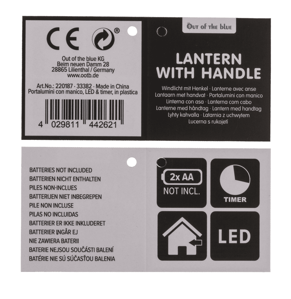 Lantern with handle, LED candle & Timer,