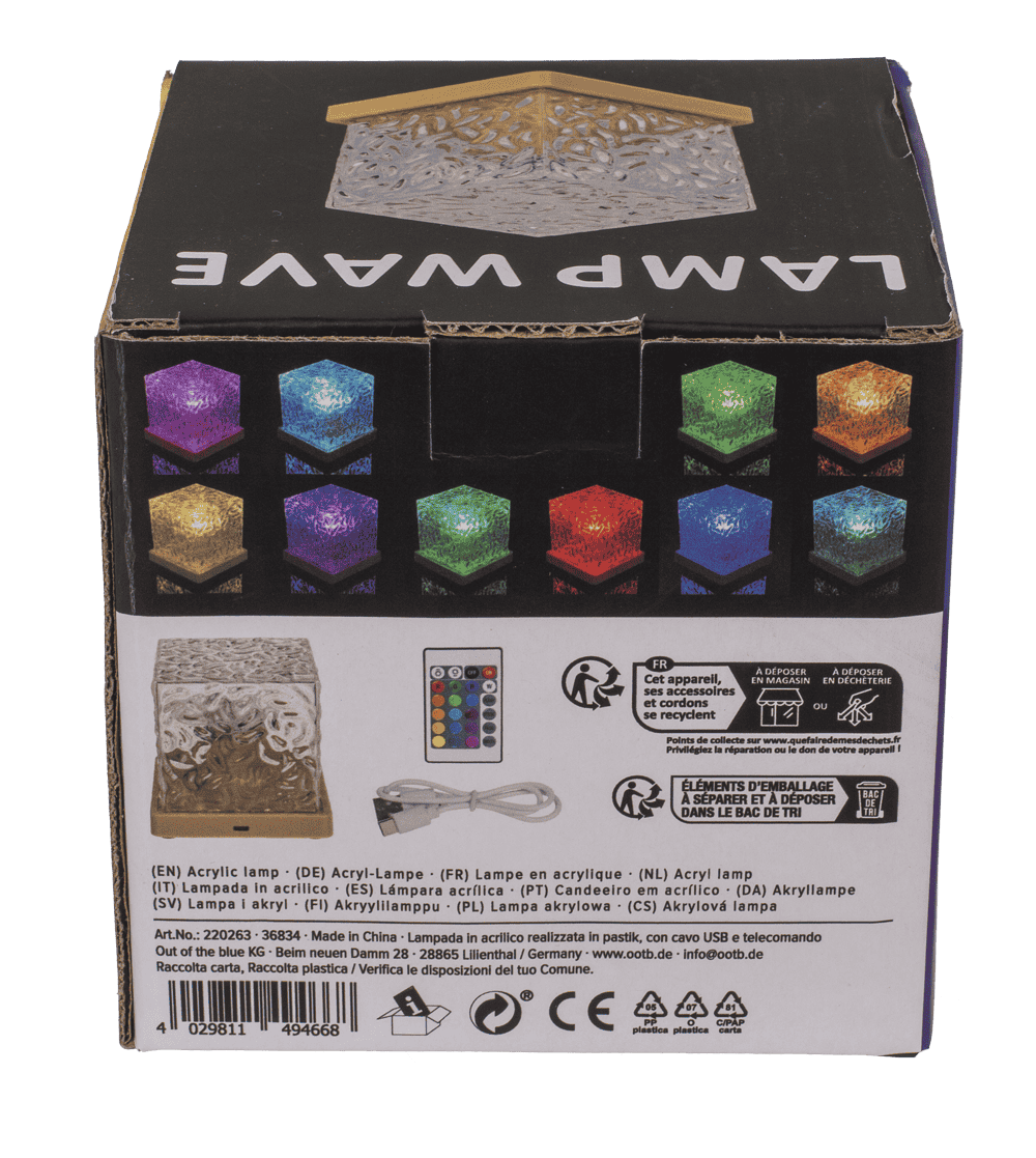 Acrylic lamp, Waves, 11.5 x 11.5 x 11.5 cm,