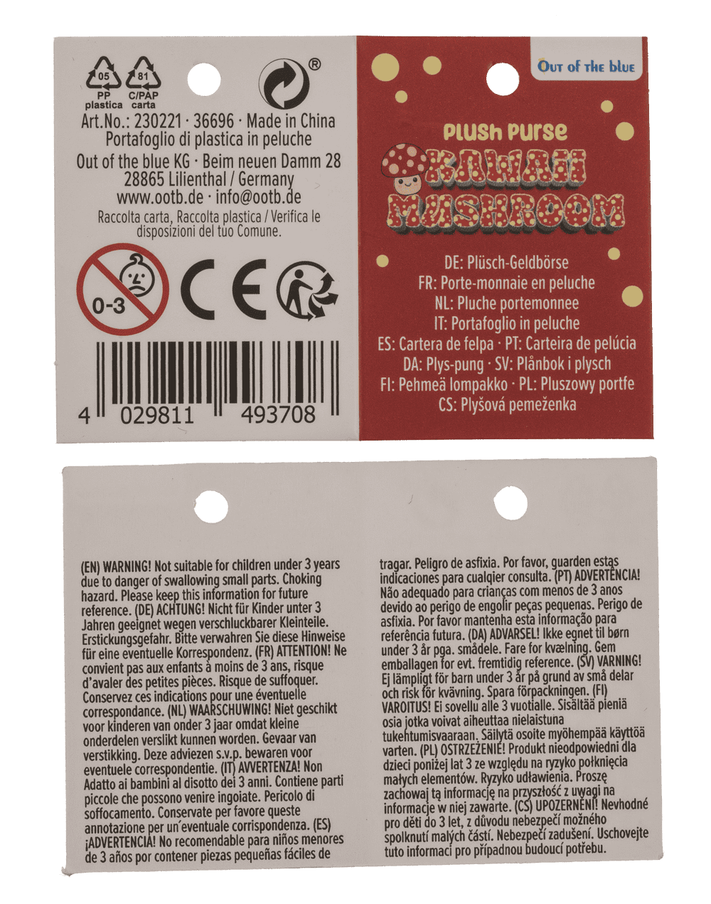 Cartera de felpa, seta kawaii