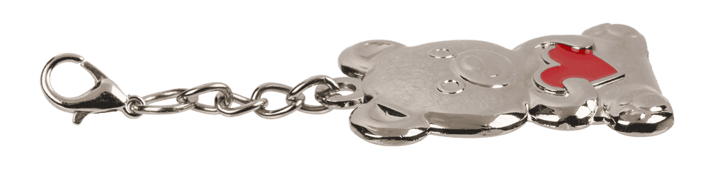 Metal keyring, bear with red heart
