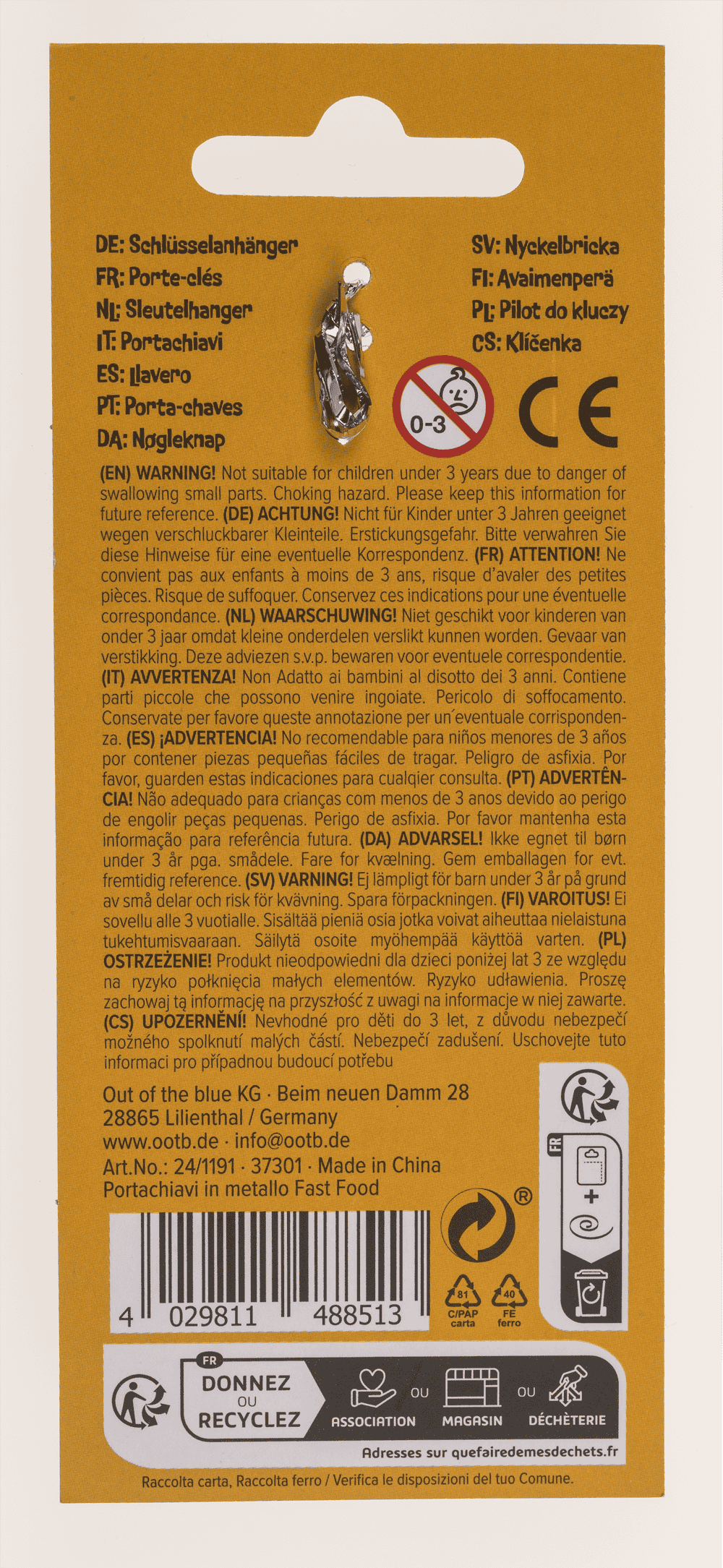 Metal keychain, Fast Food,