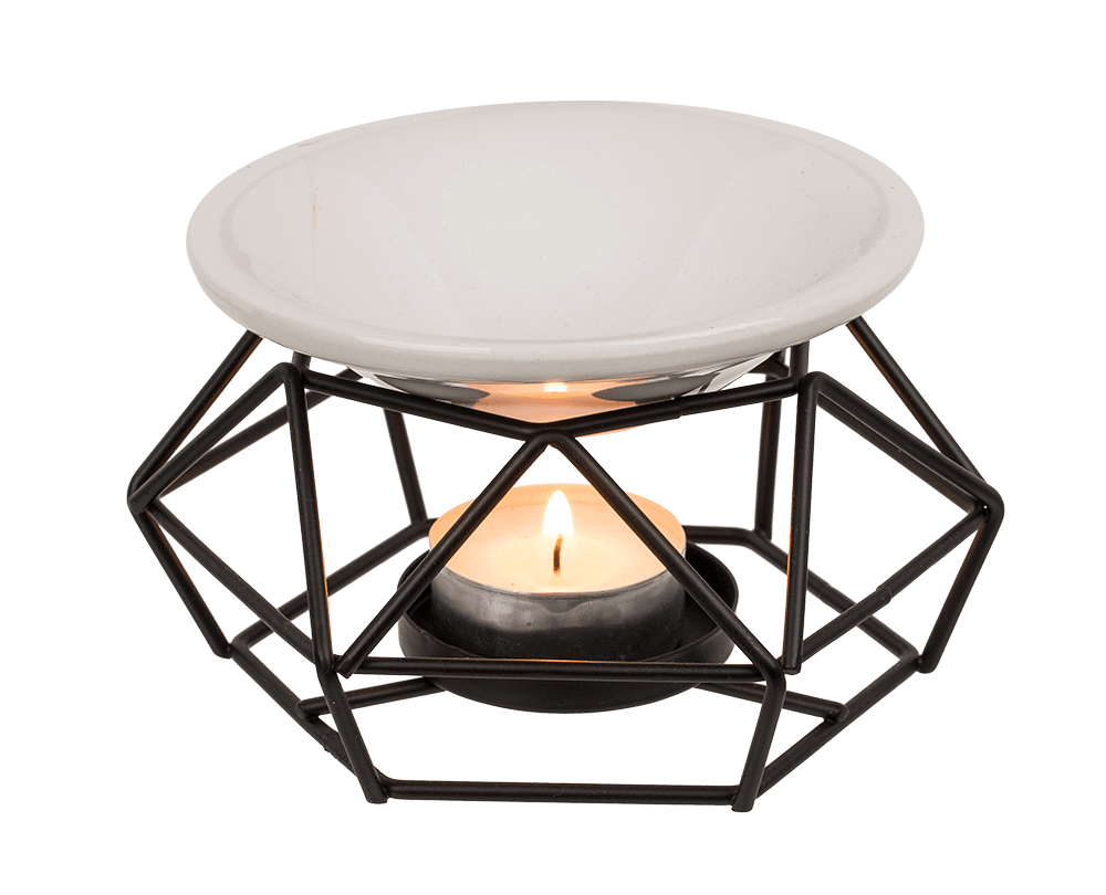 Ceramic bowl on metal frame,