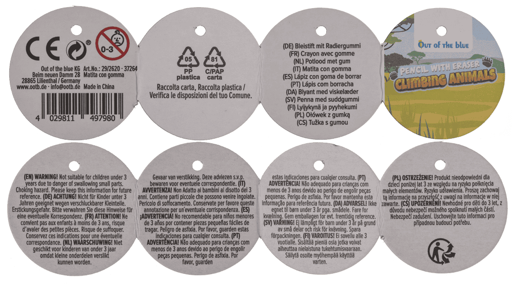 Pencil with Eraser, Climbing Animals,