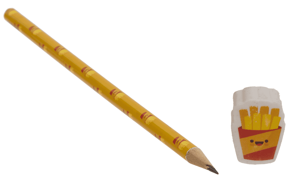 Pencil with eraser, Fast Food,