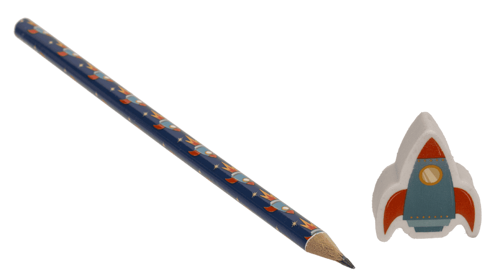 Pencil with eraser, Space,