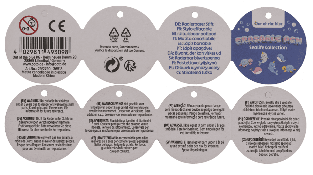 Erasable Pen, Sealife Collection,