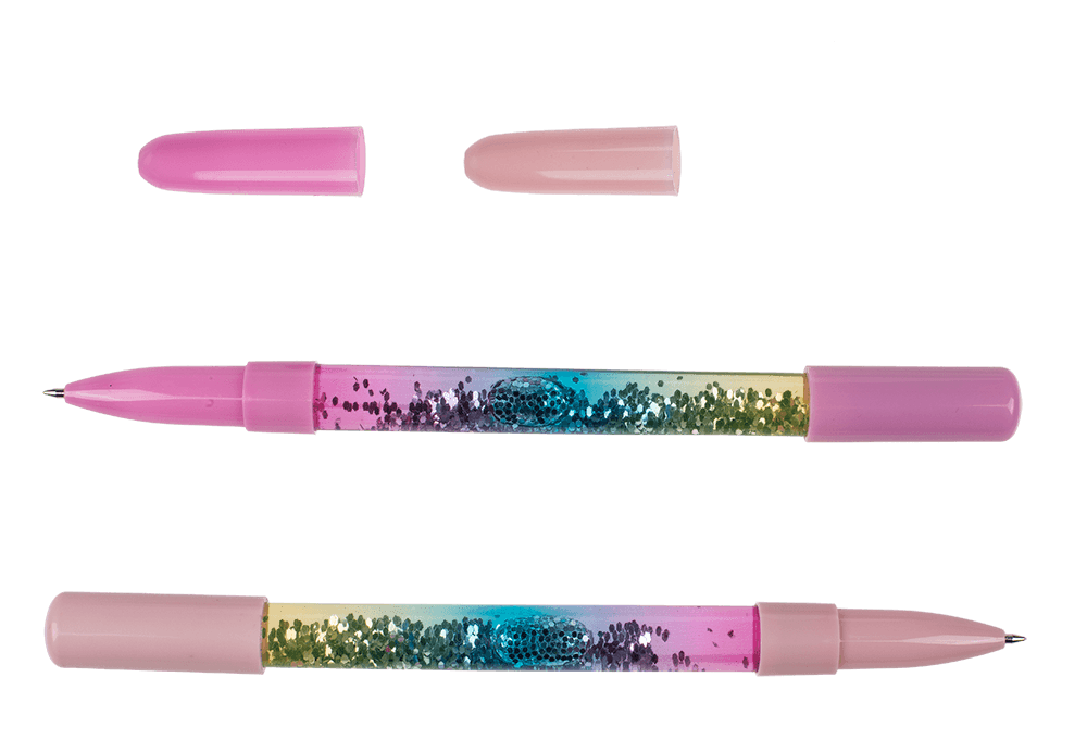 Pen with glitter & light (incl. batteries),