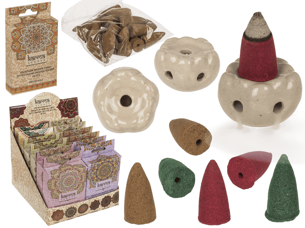 Backflow insence cone, Karma, 6 assorted,