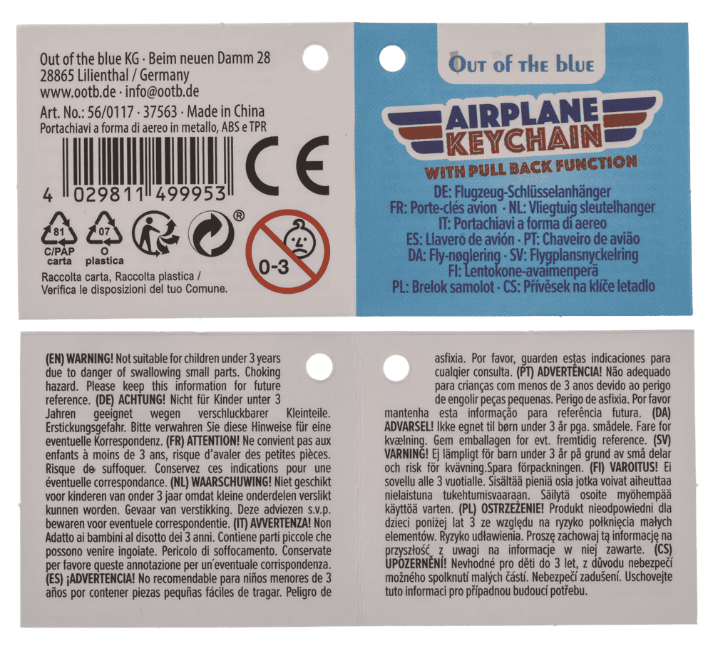 Metal Keyring, Airplane with Pull back