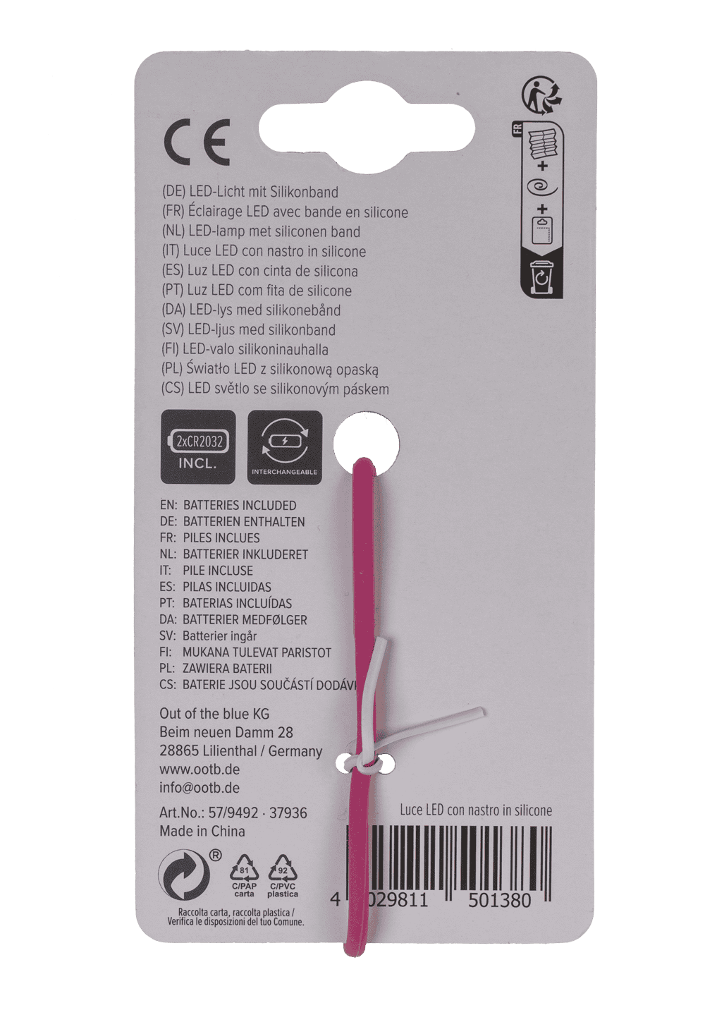 LED Lamp with silicone strap, ca. 8 cm,