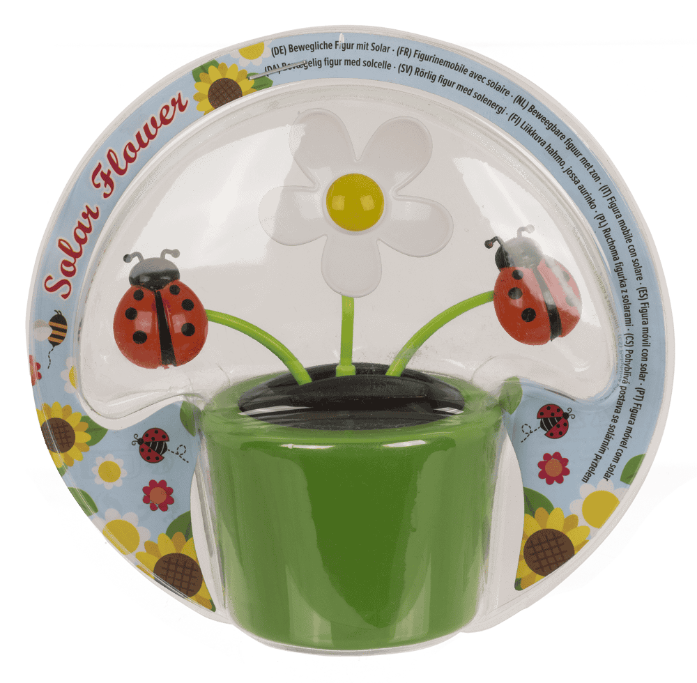Movable flowers & insects in plastic pot with,