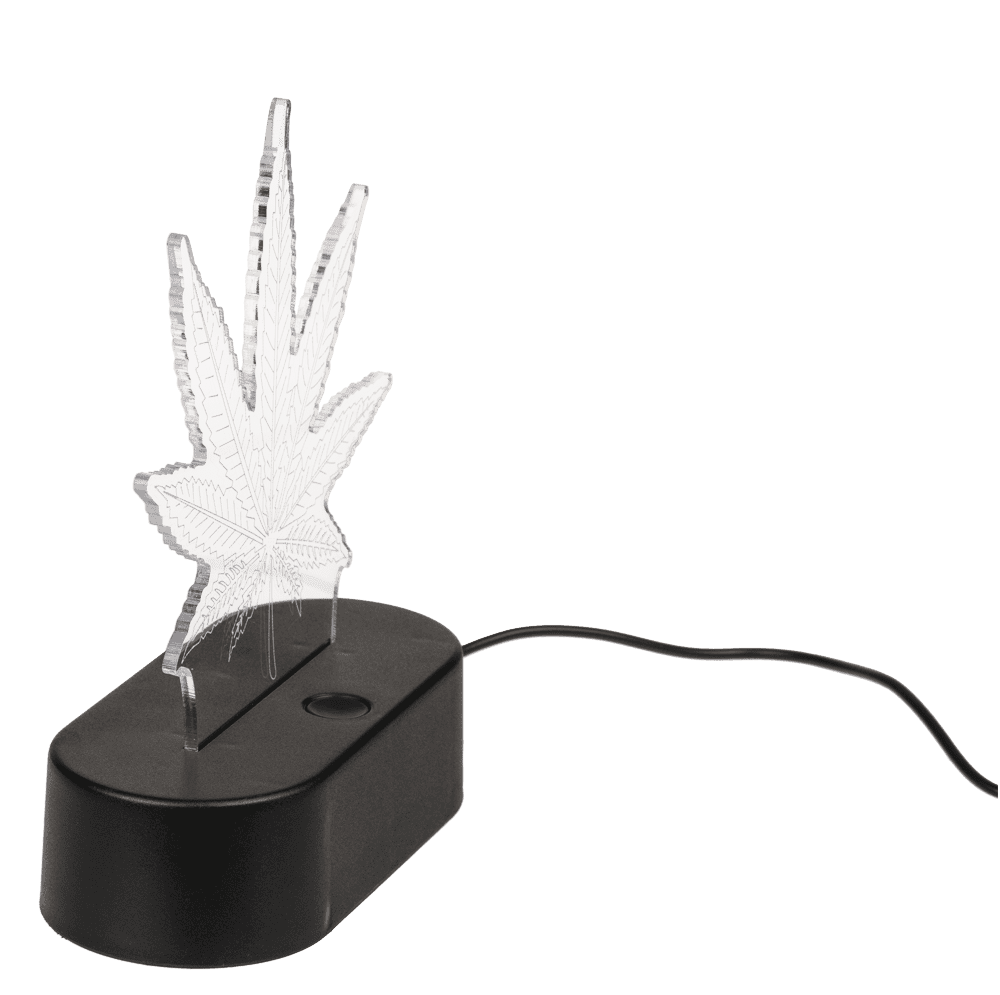 3D-Lamp, Cannabis Leaf, 16 cm, with USB-cable