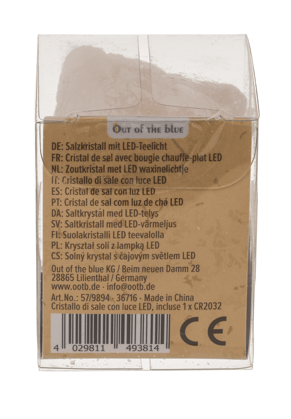 Salt crystal with LED tea light, 4 x 2 cm,