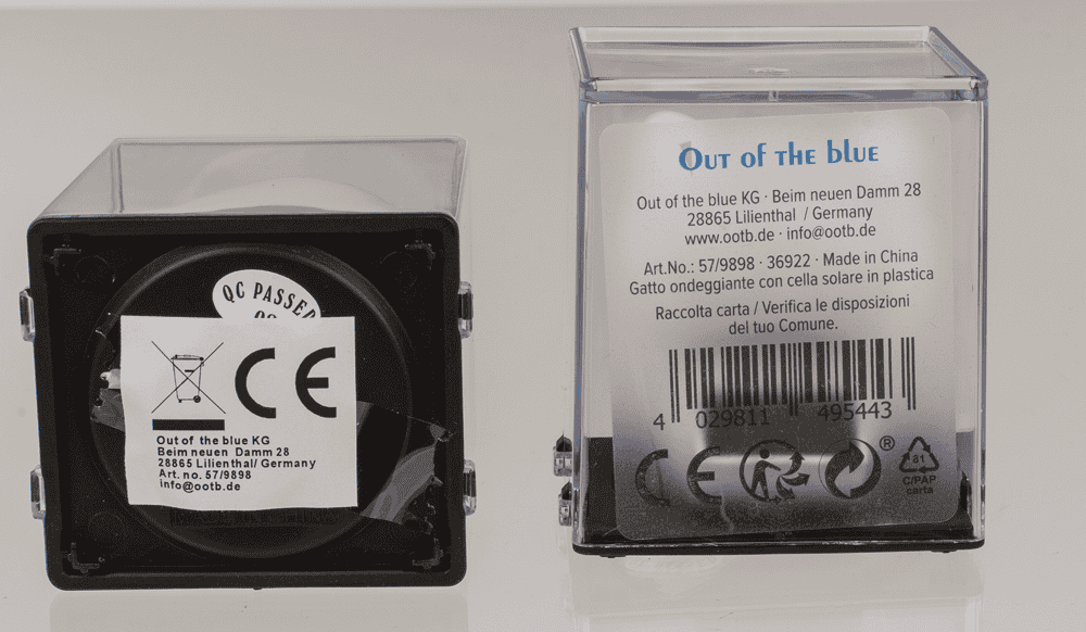 Waving cat, with solar cell, 5.5 cm,