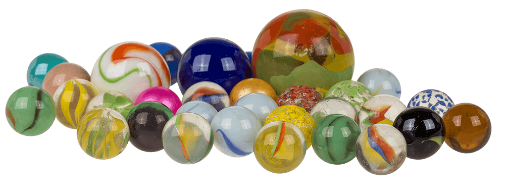 Glass marbles, multicoloured ass.,