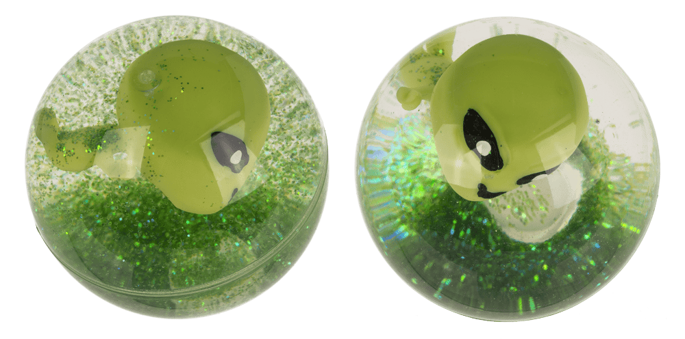 Flashing bouncing ball, Alien, 6,5 cm,