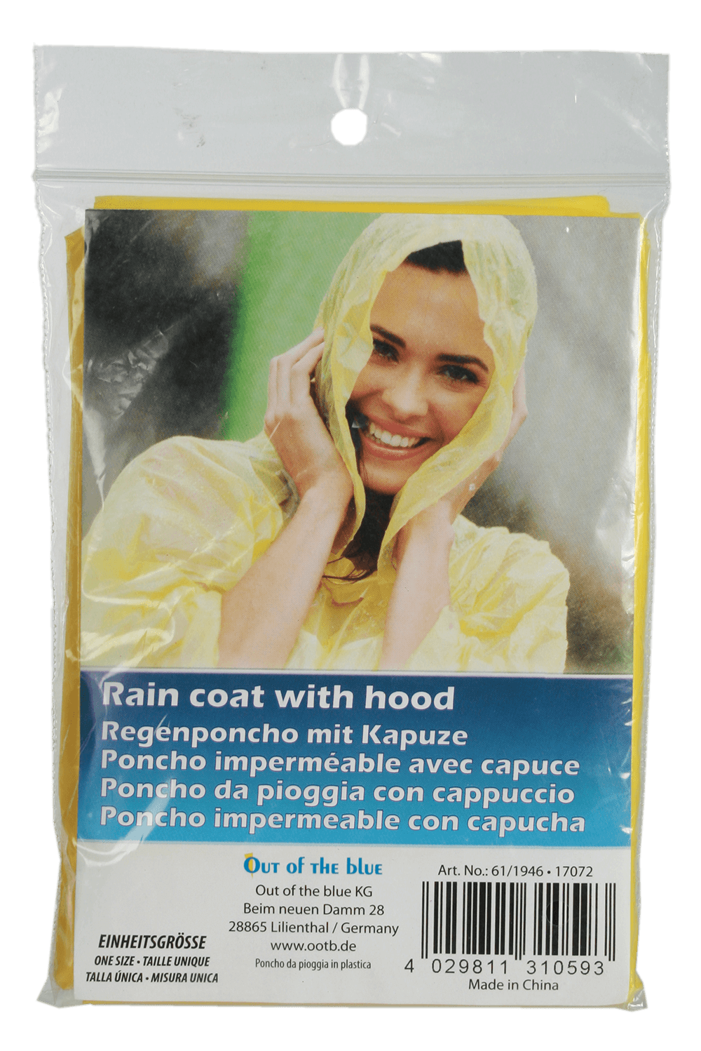 Hooded rain poncho, one size,