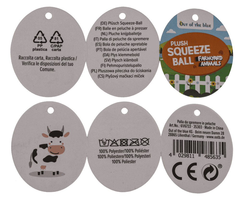 Plush Squeeze Ball, Farmyard Animals,