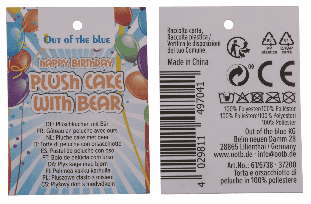 Gâteau et ours, Happy Birthday, en peluche