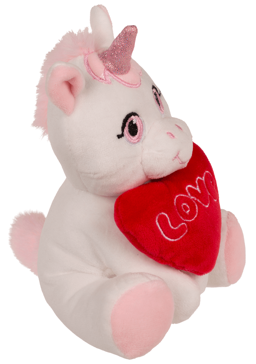Plush Unicorn with Loveheart, 16 x 11 cm,
