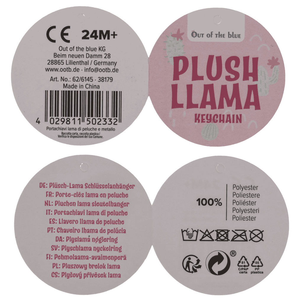 Metal keychain, Plush-Llama,