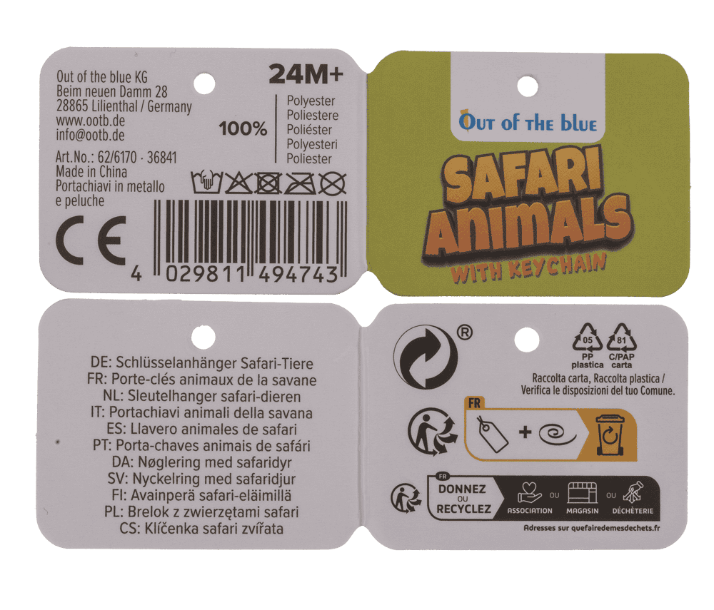 Metal keychain, Safari Animals,