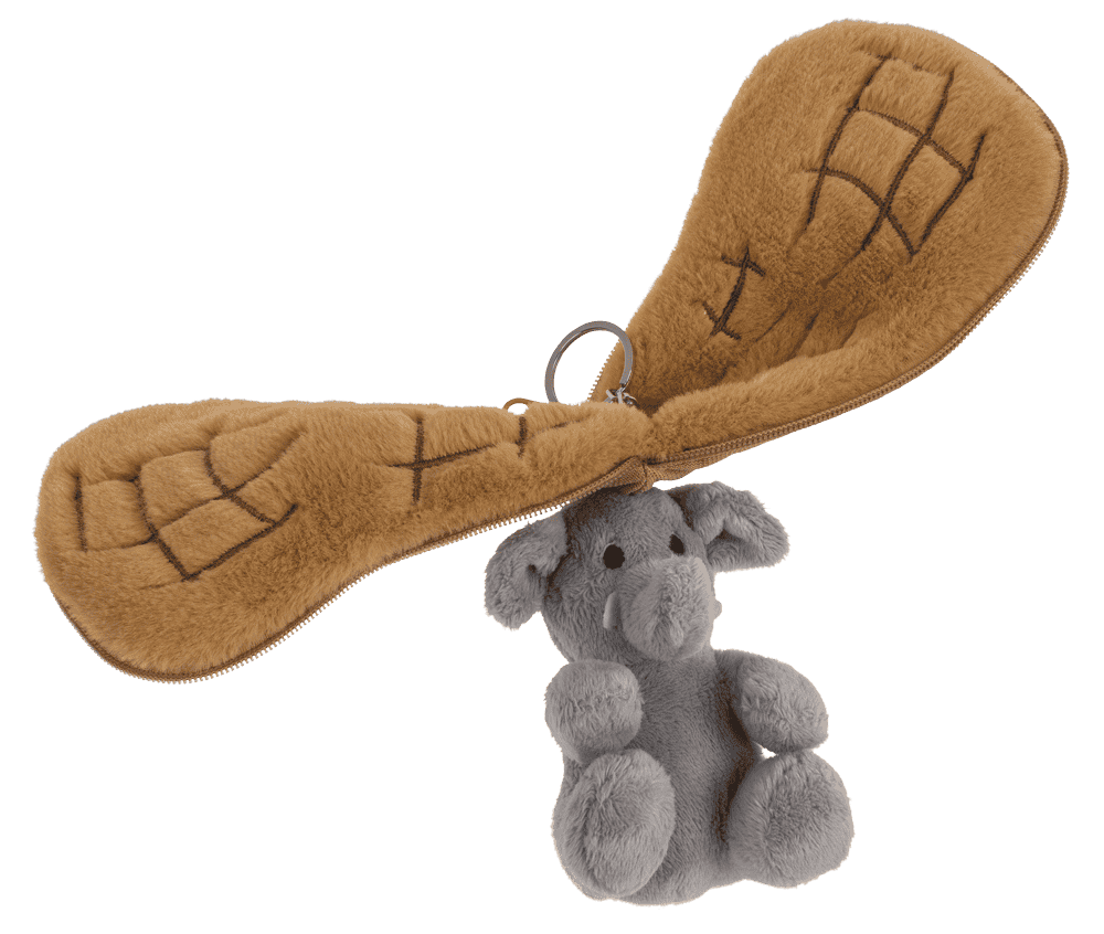 Llavero metálico, elefante de felpa flip flip