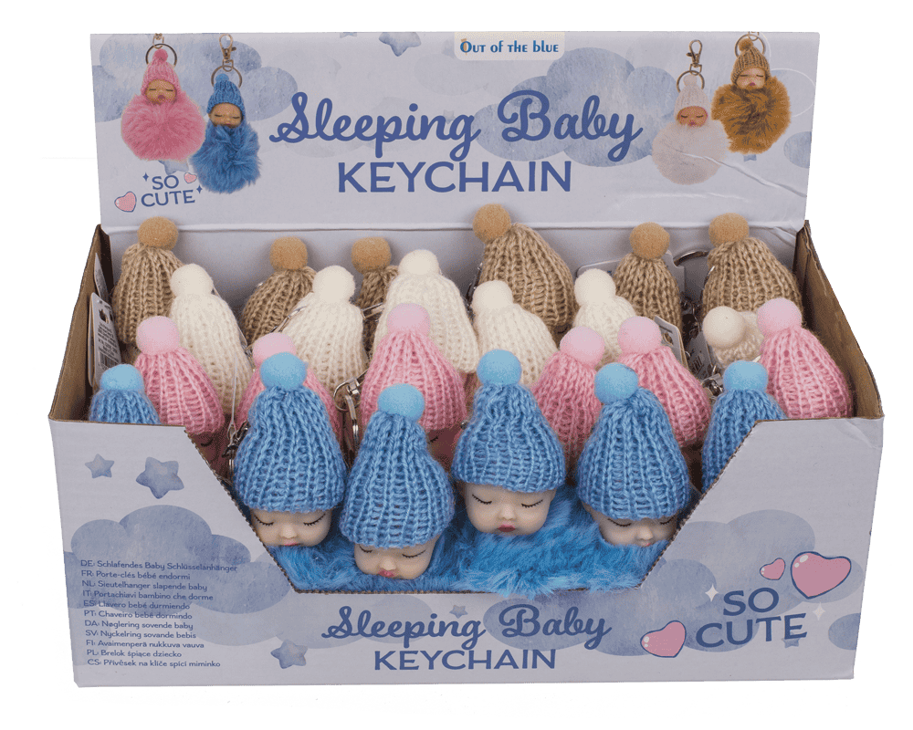 Keyring, Sleeping Baby Pom Pom, with lobster ring