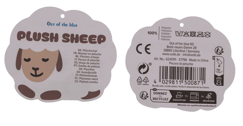White plush Sheep with embroided eyes,