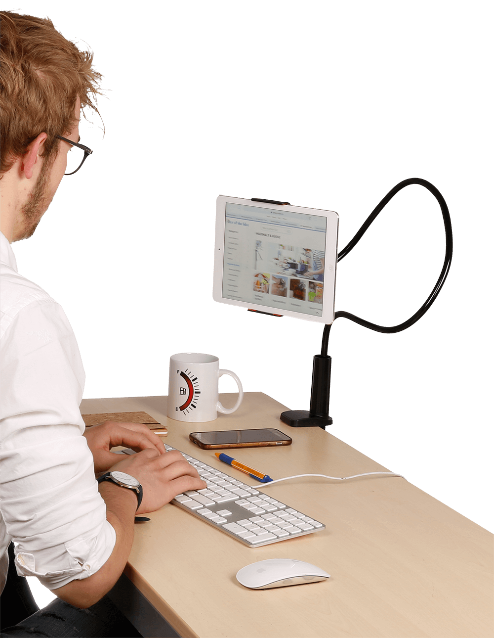 Telephone/Tablet Holder with flexible tube,