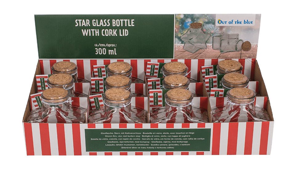Glass Bottle, Star, ca.11 x 7,5 x 12 cm, with